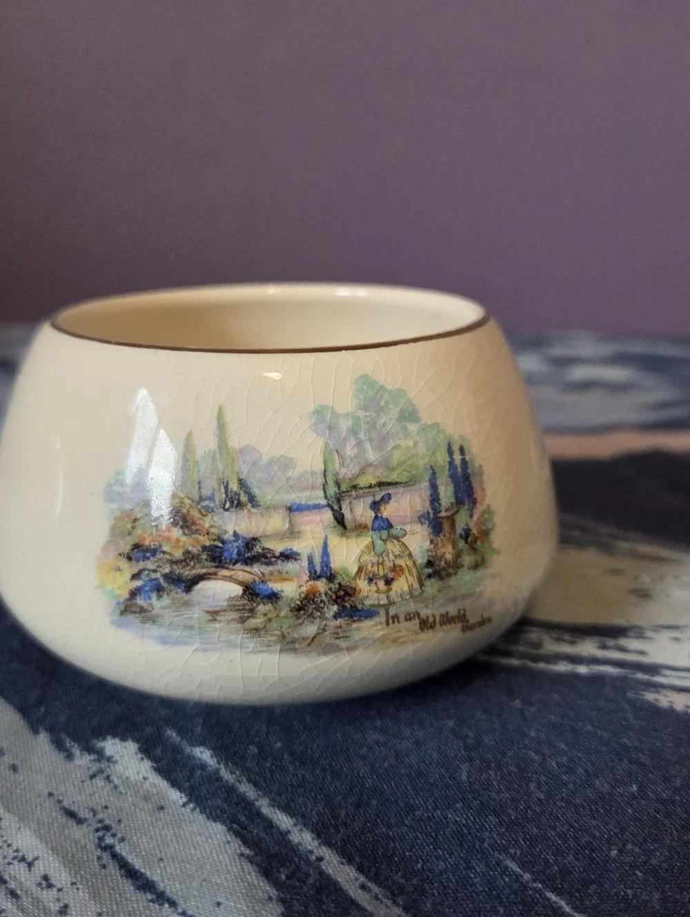 SANDLAND WARE Old World Garden English Creamer And Sugar Dish